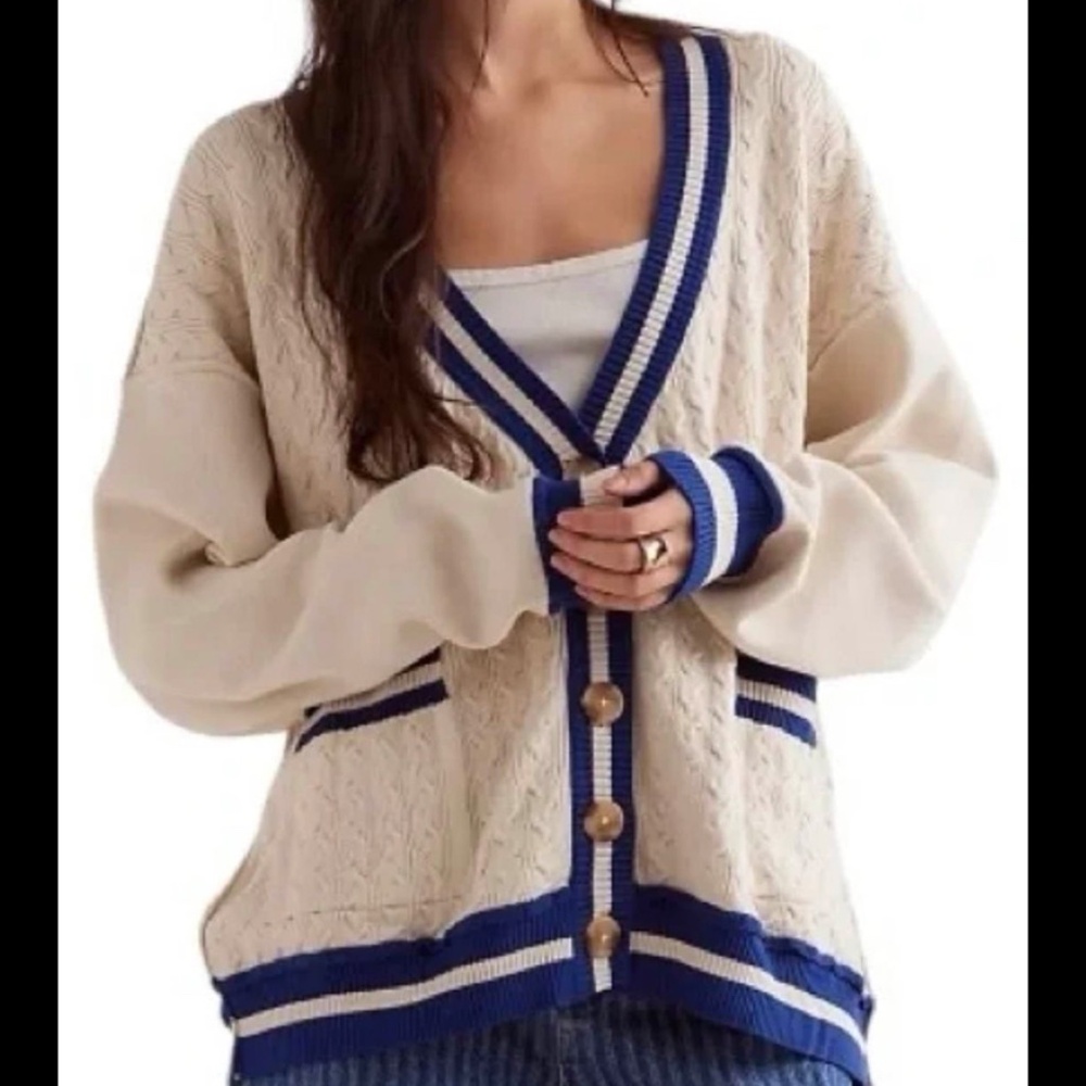 NWT Free People We the Free Varsity Cardigan Sweater MSRP$168
